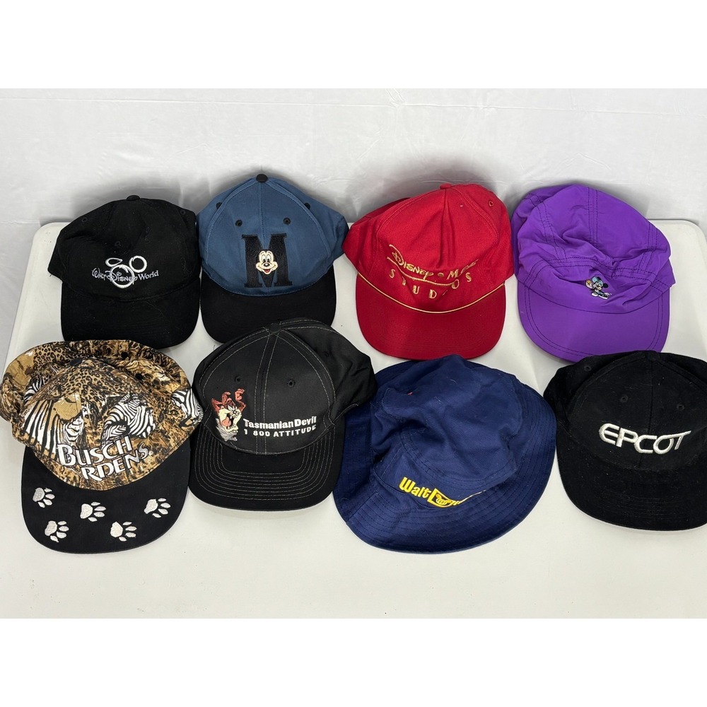 Disney Parks Themed Baseball Caps & Hats Mens Multicolor Epcot Vintage Lot of 8